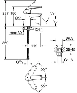 GROHE EH-Waschtisch-Batterie Eurosmart 23980_3 S-Size offener Hebel PO-Ablaufgrt. chrom – Bild 5