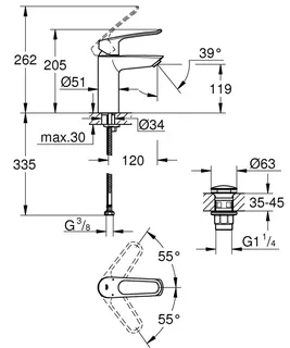 GROHE EH-Waschtisch-Batterie Eurosmart 23981_3 M-Size offener Hebel PO-Ablaufgrt. chrom – Bild 5