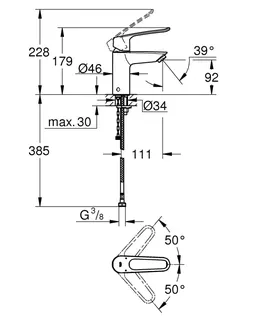 GROHE EH-Waschtisch-Batterie Eurosmart 23986_3 S-Size Verbrühschutz offener Hebel chrom – Bild 5