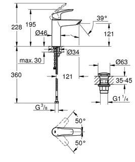 GROHE EH-Waschtisch-Batterie Eurosmart 23989_3 M-Size Verbrühschutz PO-Ablaufgrt. chrom – Bild 5