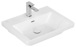Villeroy & Boch Waschtisch Subway 3.0 600x470mm re-eckig 1HL. m. ÜL. Unterseite geschliffen Weiß Alpin