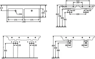 Villeroy & Boch Schrank-Doppelwaschtisch Subway 3.0 1300x470mm Rechteck o. ÜL. Weiß Alpin – Bild 2