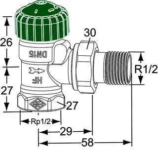 HEIMEIER Thermostat-Ventilunterteil Eclipse 300, Eckform, DN 15 – Bild 4