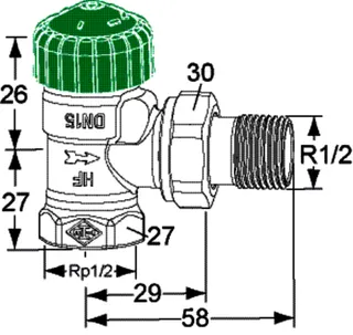 HEIMEIER Thermostat-Ventilunterteil Eclipse 300, Eckform, DN 15 – Bild 5
