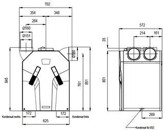 comfort-KWL-Lüftungsgerät zentral rechts ComfoAir 350VR Luxe Bedieneinh.+Vorheizr