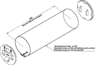 Helios KWL 45-160 WH Wandeinbauhülse DN 160, 500mm lang – Bild 2