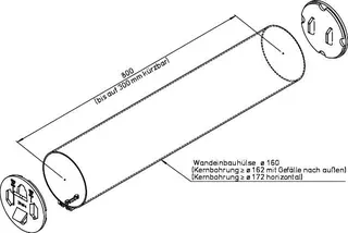 Helios KWL 45-160 WH-L Wandeinbauhülse DN 160, 800mm lang – Bild 2