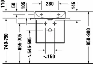 Duravit Metallkonsole WH DuraSquare f.235350 HTH li./re., Chrom – Bild 2