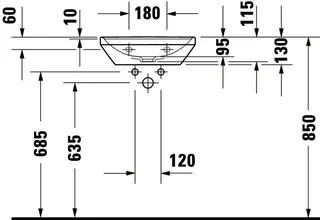 Duravit HWB D-Neo 450mm, weiß o.ÜL,m.HLB,o.HL,Unterseite glasiert – Bild 4