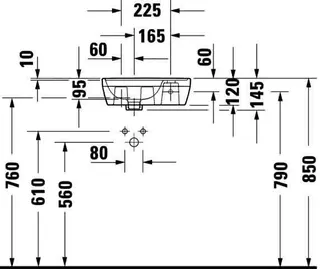 Duravit HWB D-Neo 400mm, weiß o.ÜL,m.HLB,seitl.1HL,unten glasiert – Bild 5