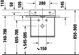 Duravit Möbel-Waschtisch compact DuraSquare 500mm o. ÜL, mit HLB, o.HL, weiß – Bild 3