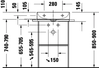 Duravit Möbel-Waschtisch compact DuraSquare 500mm o. ÜL, mit HLB, o.HL, weiß – Bild 4