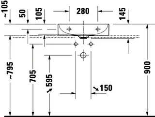 Duravit Möbel-Waschtisch compact DuraSquare 500mm o. ÜL, mit HLB, 1 HL, weiß – Bild 5