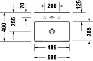 Duravit Möbel-Waschtisch compact DuraSquare 500mm o. ÜL, mit HLB, o.HL, weiß – Bild 5