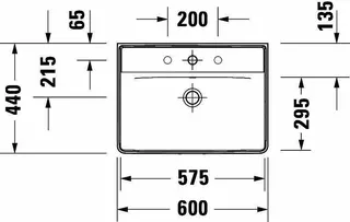 Duravit Waschtisch D-Neo, 600mm, weiß mit ÜL, mit HLB, 1 HL – Bild 5