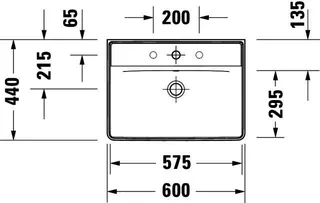 Duravit Waschtisch D-Neo, 600mm, weiß mit ÜL, mit HLB, o. HL – Bild 4