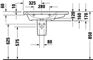 Duravit WT/MWT D-Neo, 800mm, weiß m.ÜL, HLB, o.HL, Becken links – Bild 5