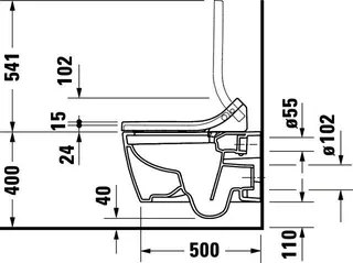 Duravit WWC 570mm ME by Starck,HygieneFlush weiß HYG, rimless, TS, Durafix,f.SWL – Bild 5