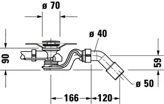 Duravit Ab- und Überlaufgarnitur Quadroval Drehgriff,Bowdenzuglänge 700mm,chrom – Bild 5