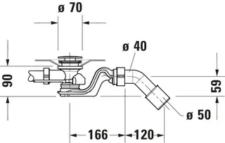 Duravit Ab- und Überlaufgarnitur Quadroval Drehgriff,Bowdenzugl.850mm, chrom – Bild 2
