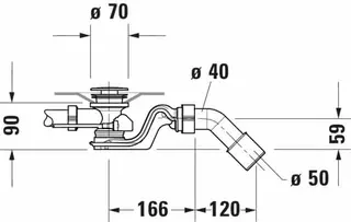 Duravit Ab- und Überlaufgarnitur Quadroval Drehgriff,m.Wanneneinl.,BZL700mm,chrom – Bild 4