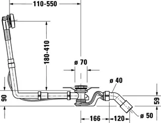 Duravit Ab- und Überlaufgarnitur Quadroval Drehgriff,m.Flexschl.,BZL700mm,weiß – Bild 2