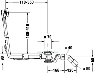 Duravit Ab- und Überlaufgarnitur Quadroval Drehgriff,m.Flexschl.,BZL700mm,chrom – Bild 4