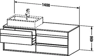 Duravit WTU wandhängend Ketho 550x1400x496mm 4 SchKa, für 2 ASB, Eiche Natur – Bild 2