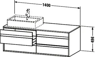 Duravit WTU wandhängend Ketho 550x1400x496mm 4 SchKa, für 2 ASB, Eiche Natur – Bild 3