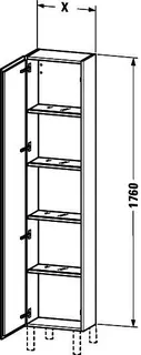 Duravit Hochschrank L-Cube 243x400x1760mm 1 Tür, TA li., Nussbaum Dunkel – Bild 4