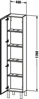 Duravit Hochschrank L-Cube 243x400x1760mm 1 Tür, TA li., Nussbaum Dunkel – Bild 5