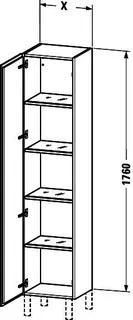 Duravit Hochschrank L-Cube 363x400x1760mm 1 Tür, TA li., graphit matt – Bild 4