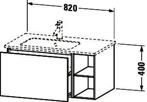 Duravit WTU L-Cube 400x820x481mm, wandh. 1 Auszug, Becken li., Eiche Schwarz – Bild 2