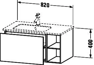Duravit WTU L-Cube 400x820x481mm, wandh. 1 Auszug, Becken li., Eiche Schwarz – Bild 3