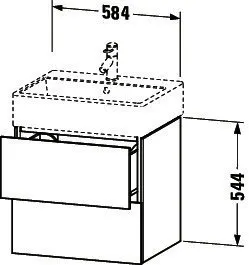 Duravit WTU L-Cube 544x584x459mm 2 Schubkästen, Weiß Hochglanz – Bild 3