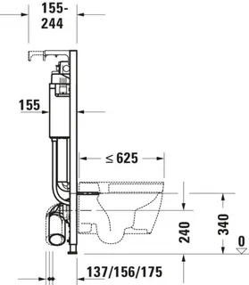 Duravit DuraSyst.für WWC,Trockenbau,Höhe 1148 Hygienespül. Spülbed.elektronisch Vorne – Bild 4