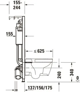 Duravit DuraSyst.für WWC,Trockenbau,Höhe 1148 Hygienespül. Spülbed.elektronisch Vorne – Bild 5