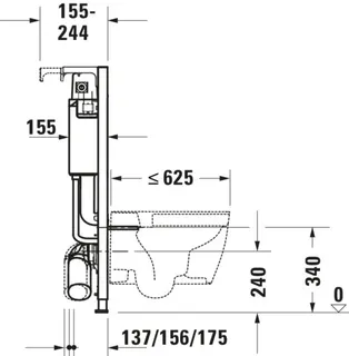 Duravit DuraSyst. für WWC,Standard,Trockenbau Höhe 990,Spülbed.mechanisch Vorne/Oben – Bild 3