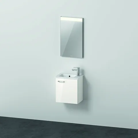 DU XBase Möbel-Set 400x288mm, WT,WTU mit Türanschl. R, Spiegel, Weiß glänzend