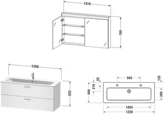 Duravit XBase Möbel-Set 1230x490mm,WT m. HL 2 WTU m. Schubk.2, SPS, Weiß glänzend – Bild 2