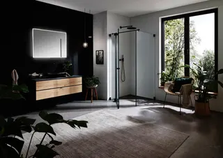 SP Black Edition -Eckdusche Pendeltür 1000x1000x2000mm schwarz/ESG