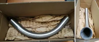 Bogen 90´ Edelstahl V2A D=54mm x 1,5mm ab 60kW und mehr als 12,5m Schlauchlänge