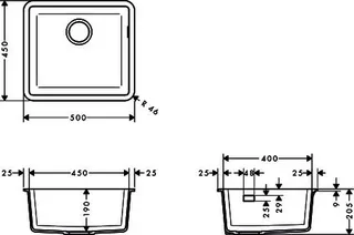 Hansgrohe Unterbauspüle 450 S510-U450 graphitschwarz – Bild 5