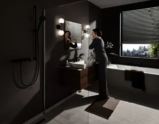 Hansgrohe 4-Loch Wannenarmatur Vivenis F-Set Wannenrandmontage mit sBox mattschwarz – Bild 3