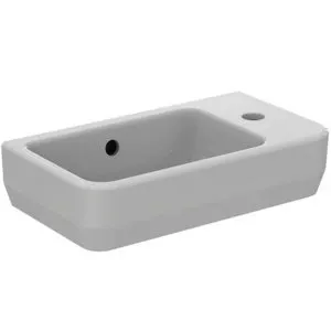 Ideal Standard Handwaschbecken i.life S 1 Hahnloch mit Überlauf Hahnbank rechts 450x250x140mm Weiß – Bild 3