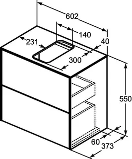 Ideal Standard Waschtisch-Unterschrank Conca, 2 Auszüge, m.mi.Ausschnitt,602x373x550mm,Walnuss D. – Bild 3