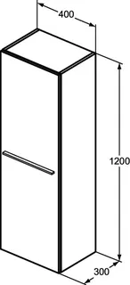Ideal Standard Halb-Hochschrank i.life A mit 1 Tür 400x300x1200mm Weiß matt – Bild 5