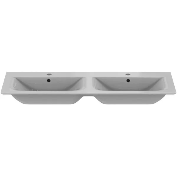 Ideal Standard Möbeldoppelwaschtisch Connect Air, je 1 Hahnloch, mit Überlauf, 1240x460x165mm,Weiß m.IP