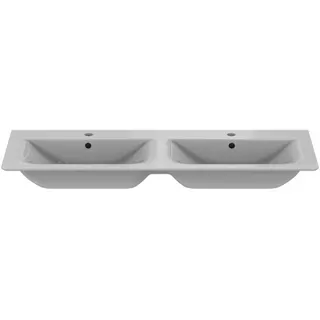 Ideal Standard Möbeldoppelwaschtisch Connect Air, je 1 Hahnloch, mit Überlauf, 1240x460x165mm,Weiß m.IP
