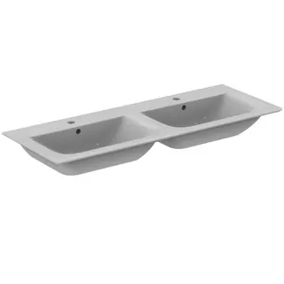 Ideal Standard Möbeldoppelwaschtisch Connect Air, je 1 Hahnloch, mit Überlauf, 1240x460x165mm, Weiß – Bild 4